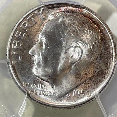 PCGS CERTIFIED 1950-S MS67 SUPERB TONED ROOSEVELT SILVER DIME AS PICTURED.