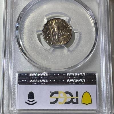 PCGS CERTIFIED 1946-P MS66 SUPERB TONED ROOSEVELT SILVER DIME AS PICTURED.