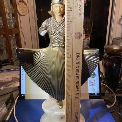 Vintage/Antique Art Deco Chiparus Statue on a Marble Base 15.50" Tall Missing Hands Preowned from an Estate as Pictured.