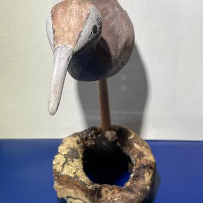 Vintage Hand Carved & Painted VIRGINIA Shore Bird Decoy 8" Tall x 8.75" Wide in VG Preowned Condition.