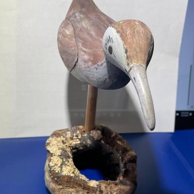 Vintage Hand Carved & Painted VIRGINIA Shore Bird Decoy 8" Tall x 8.75" Wide in VG Preowned Condition.