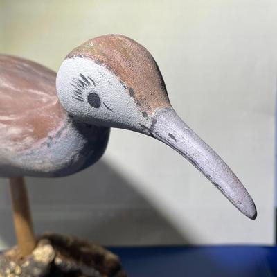 Vintage Hand Carved & Painted VIRGINIA Shore Bird Decoy 8" Tall x 8.75" Wide in VG Preowned Condition.