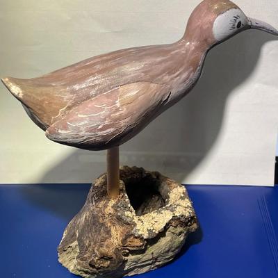 Vintage Hand Carved & Painted VIRGINIA Shore Bird Decoy 8" Tall x 8.75" Wide in VG Preowned Condition.