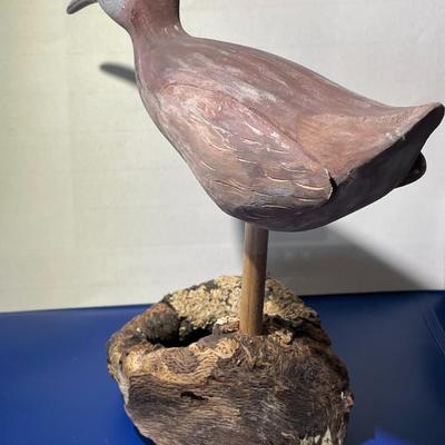 Vintage Hand Carved & Painted VIRGINIA Shore Bird Decoy 8" Tall x 8.75" Wide in VG Preowned Condition.