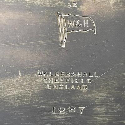 Scarce Victorian Era Dated 1887 Walker & Hall Sheffield England Silver Plated Leaded Glass Cruet Set of 6 w/Carrier 7.5" Tall...