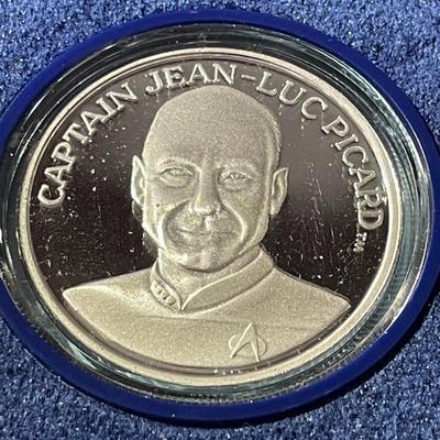 1992 Star Trek Next Generation Captain Picard 1 oz. Silver Coin in Original Packaging as Pictured.