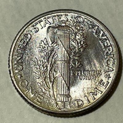 1941-P BU FULL BANDS CONDITION MERCURY SILVER DIME AS PICTURED.