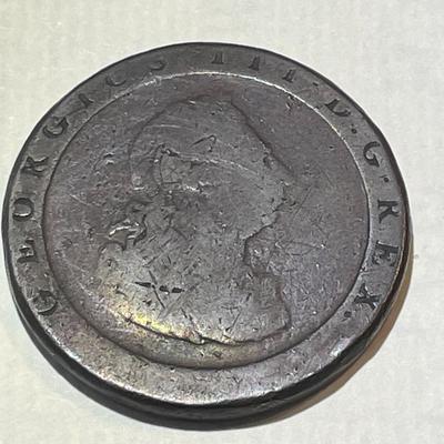 Great Britain 1797 Penny Coin George III Penny/Cartwheel Coin #2 as Pictured.