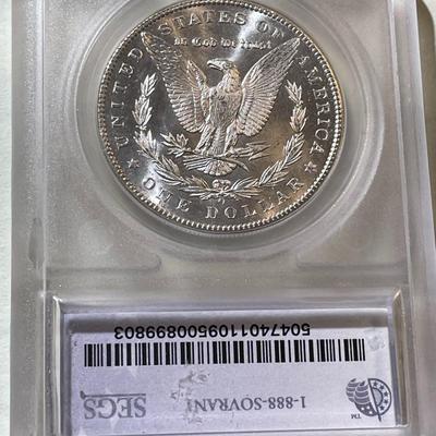 SEGS CERTIFIED 1898-O MS63 PROOF LIKE MORGAN SILVER DOLLAR AS PICTURED. SCARCE "O" FULL STRIKE COIN.