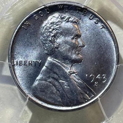 PCGS CERTIFIED 1943-S MS65 LINCOLN WARTIME CENT AS PICTURED.