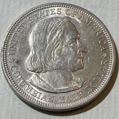 1892 AU58/UNCIRCULATED CONDITION PRROF-LIKE REVERSE COLUMBIAN EXPOSITION COMMEMORATIVE SILVER HALF DOLLAR