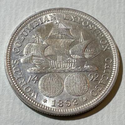 1892 AU58/UNCIRCULATED CONDITION PRROF-LIKE REVERSE COLUMBIAN EXPOSITION COMMEMORATIVE SILVER HALF DOLLAR