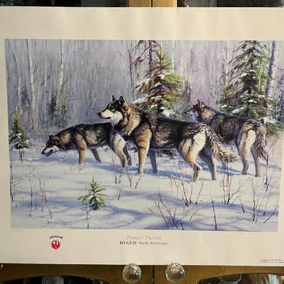Forest Patrol Lithograph by Gary Moss Artist Signed 759/950 18" x 24" Unframed Shipped in a Tube.