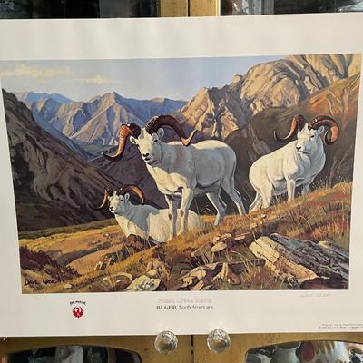 Fossil Creek Rams Lithograph Signed by Artist Dave Wade 758/950 18" x 24" Unframed Shipped in a Tube.