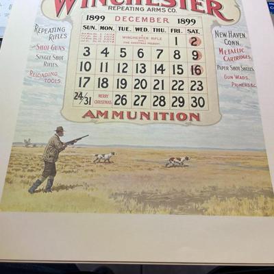 Winchester Repeating Arms DECEMBER 1899 Advertising Calendar Print/Copy 10" x 17" as Pictured.