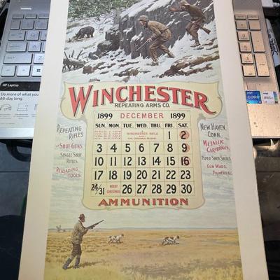 Winchester Repeating Arms DECEMBER 1899 Advertising Calendar Print/Copy 10" x 17" as Pictured.