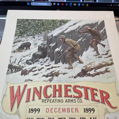Winchester Repeating Arms DECEMBER 1899 Advertising Calendar Print/Copy 10" x 17" as Pictured.