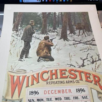 Winchester Repeating Arms DECEMBER 1896 Advertising Calendar Print/Copy 10" x 17" as Pictured.