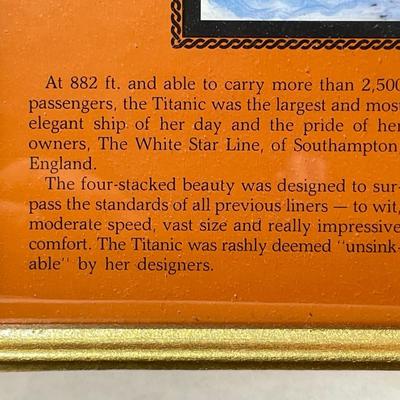 Vintage S.S. Titanic a Ship to Remember Commemorative Framed Display W/ 1912 Barber Half Dollar as Pictured.