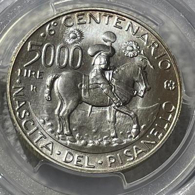 PCGS CERTIFIED ITALY 1995-R MS69 BIRTH OF PASANELLO 500 LIRE SILVER COMMEMORATIVE COIN. (PCGS POPULATION-1 NONE GRADED HIGHER).