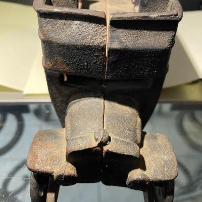 Vintage Heavy Black Cast Iron Metal Double Decker Passenger Bus 11-1/4" Long x 4" Tall in Good Preowned Condition.