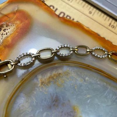 Vintage Sterling Silver Gold-toned CZ Tennis Bracelet 7-1/4" Long in Good Preowned Condition.