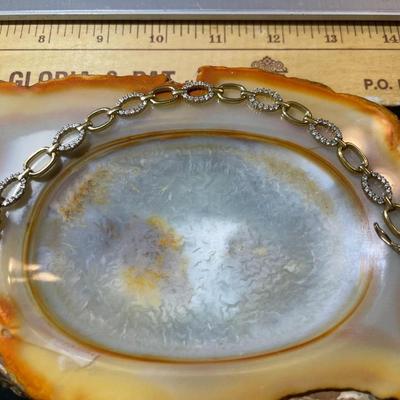 Vintage Sterling Silver Gold-toned CZ Tennis Bracelet 7-1/4" Long in Good Preowned Condition.