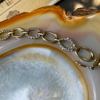 Vintage Sterling Silver Gold-toned CZ Tennis Bracelet 7-1/4" Long in Good Preowned Condition.