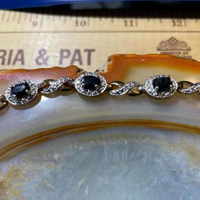 Vintage Sterling Silver Blue Spinel Tennis Bracelet 7-1/2" Long in Very Good Preowned Condition.