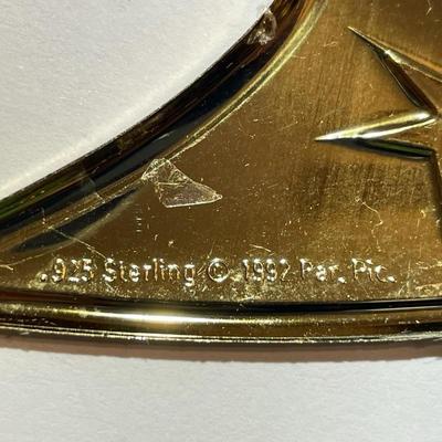 Lot #8 Star Trek Sterling Silver .925 (Dated 1992) Insignia 2-7/8" x 1-3/4" as Pictured.
