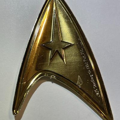 Lot #8 Star Trek Sterling Silver .925 (Dated 1992) Insignia 2-7/8" x 1-3/4" as Pictured.