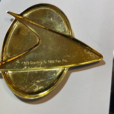 Lot #1 Star Trek Sterling Silver .925 (Dated 1992) Insignia 2-1/4" x 2-3/8" as Pictured.
