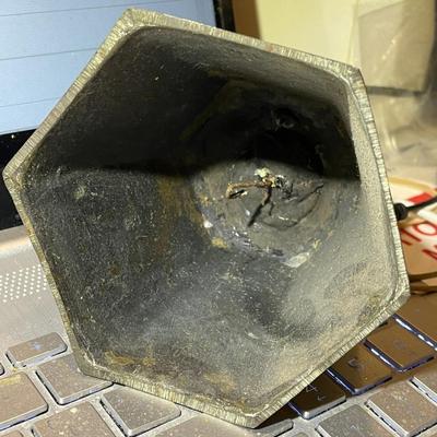 Antique Asian Etched/Engraved Foo Dog Bronze/Brass 5" Tall Bell w/No Dong Ball Preowned from an Estate as Pictured.