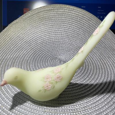 Vintage Fenton Bird Figurine Signed by the Artist 6.5" Long in Good Preowned Condition.
