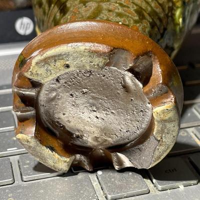 Vintage Japanese Pottery Redware Dragon Vase 5.75" Tall Good Preowned Condition. (Inner Base has a Piece Broken Off as Pic'd)