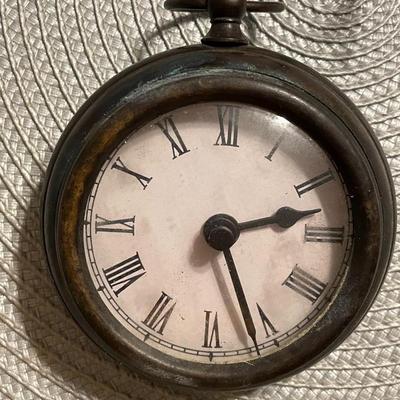 Huge Antique Desk Pocket Watch Copper/Bronze Metal with Easel in Non-Working Condition as Pic'd,