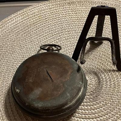 Huge Antique Desk Pocket Watch Copper/Bronze Metal with Easel in Non-Working Condition as Pic'd,