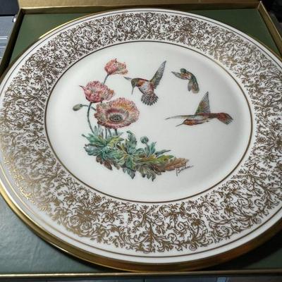 Vintage Lenox Annual Boehm Birds Porcelain Plate 1974 Hummingbird Plate 10.5" in Original Box as Pictured.