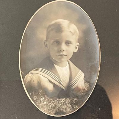 Original WW1 Era Studio Portraits of Young Boy Wearing a Sailor Suit c1914 Frame Size 8.5" x 15.5" as Pictured. (Frame a Little...