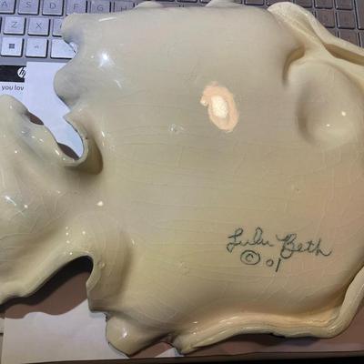 Whimsical "Fancy Fish" Decorative Platter by Lulu Beth 9.5" x 12" in Fair-Good Condition w/Some Crazing.