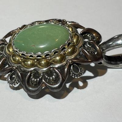 Vintage Carolyn Pollack Sterling Silver & Brass Designer Slide/Pendant in Good Preowned Condition.