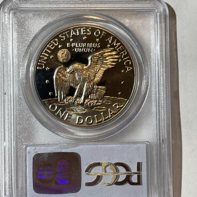 PCGS CERTIFIED 1973-S PROOF68 DEEP CAMEO CLAD EISENHOWER DOLLAR AS PICTURED.