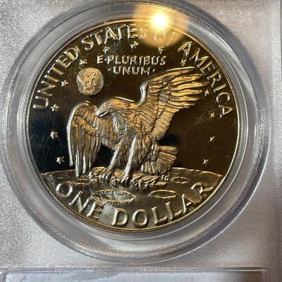 PCGS CERTIFIED 1973-S PROOF68 DEEP CAMEO CLAD EISENHOWER DOLLAR AS PICTURED.