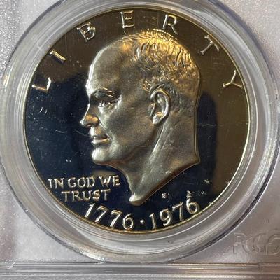 PCGS CERTIFIED 1976-S PROOF68 DEEP CAMEO SILVER EISENHOWER DOLLAR AS PICTURED.