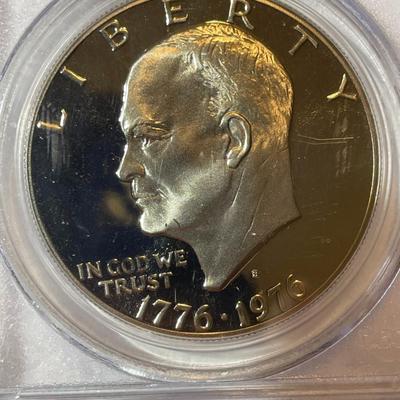 PCGS CERTIFIED 1976-S TYPE-II PROOF68 DEEP CAMEO CLAD EISENHOWER DOLLAR AS PICTURED.
