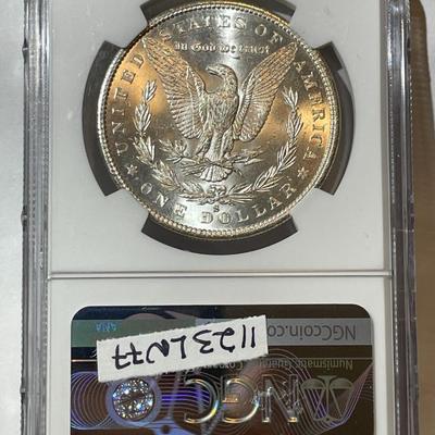 NGC CERTIFIED 1880-S "LARGE-S" NICE ORIGINAL MS63 GRADED MORGAN SILVER DOLLAR AS PICTURED.
