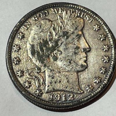 1912-P OLD TIME "COUNTERFEIT" VF CONDITION BARBER HEAD HALF DOLLAR AS PICTURED.