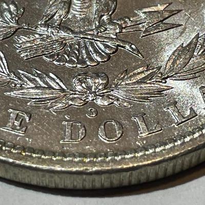 1880-O "MICRO-O" CHOICE AU58 CONDITION MORGAN SILVER DOLLAR AS PICTURED.