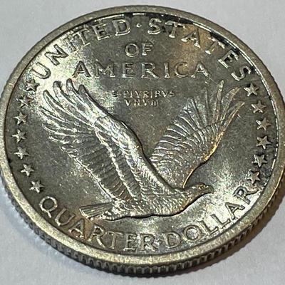 1917-P TYPE-I MS63 QUALITY FULL HEAD STANDING LIBERTY SILVER QUARTER AS PICTURED.