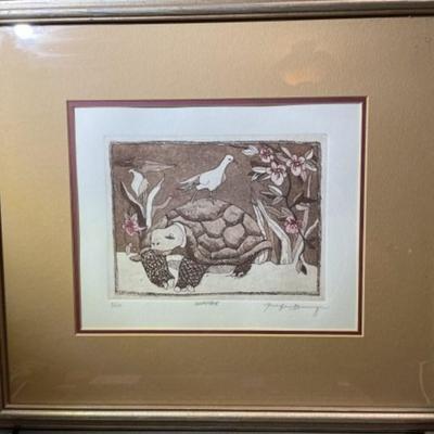 Noted Artist Jennifer Berringer Original Pencil Signed Etching Limited Edition 3/400 Frame Size 15" x 17" in Good Preowned...